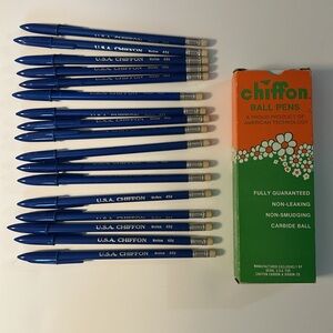 Vintage "U.S.A. Chiffon" Ball Pens by Berol USA 17 pens original box 1960’s/70’s